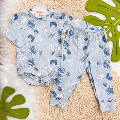 Conj. Body Manga Longa e Calça em Malha Térmica Level Up - Cinza